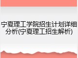 宁夏理工学院招生计划详细分析(宁夏理工招生解析)