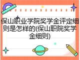 保山职业学院奖学金评定细则是怎样的(保山职院奖学金细则)