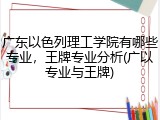 广东以色列理工学院有哪些专业，王牌专业分析(广以专业与王牌)