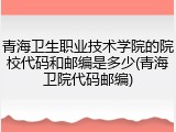 青海卫生职业技术学院的院校代码和邮编是多少(青海卫院代码邮编)
