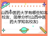 山西中医药大学有哪些知名校友，简单分析(山西中医药大学知名校友)