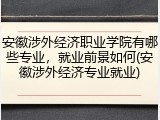 安徽涉外经济职业学院有哪些专业，就业前景如何(安徽涉外经济专业就业)