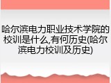 哈尔滨电力职业技术学院的校训是什么,有何历史(哈尔滨电力校训及历史)