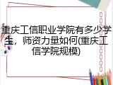 重庆工信职业学院有多少学生，师资力量如何(重庆工信学院规模)