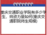 重庆交通职业学院有多少学生，师资力量如何(重庆交通职院师生规模)