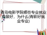 青岛电影学院哪些专业就业前景好，为什么(青影好就业专业)
