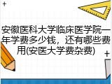安徽医科大学临床医学院一年学费多少钱，还有哪些费用(安医大学费杂费)