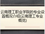 云南理工职业学院的专业设置概况介绍(云南理工专业概览)