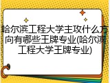 哈尔滨工程大学主攻什么方向有哪些王牌专业(哈尔滨工程大学王牌专业)