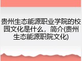 贵州生态能源职业学院的校园文化是什么，简介(贵州生态能源职院文化)