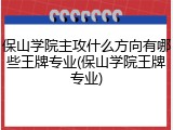 保山学院主攻什么方向有哪些王牌专业(保山学院王牌专业)