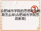 合肥城市学院的思想政治教育怎么样(合肥城市学院思政教育)