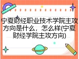 宁夏财经职业技术学院主攻方向是什么，怎么样(宁夏财经学院主攻方向)