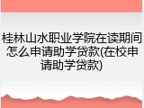 桂林山水职业学院在读期间怎么申请助学贷款(在校申请助学贷款)