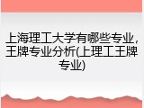上海理工大学有哪些专业，王牌专业分析(上理工王牌专业)