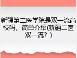 新疆第二医学院是双一流高校吗，简单介绍(新疆二医双一流？)