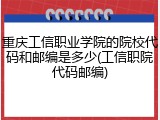 重庆工信职业学院的院校代码和邮编是多少(工信职院代码邮编)