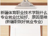 新疆体育职业技术学院什么专业就业比较好，原因是啥(新疆职院好就业专业)