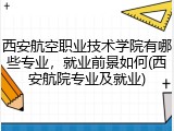 西安航空职业技术学院有哪些专业，就业前景如何(西安航院专业及就业)
