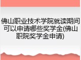 佛山职业技术学院就读期间可以申请哪些奖学金(佛山职院奖学金申请)