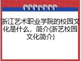 浙江艺术职业学院的校园文化是什么，简介(浙艺校园文化简介)