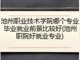 池州职业技术学院哪个专业毕业就业前景比较好(池州职院好就业专业)