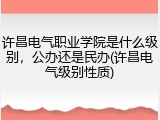 许昌电气职业学院是什么级别，公办还是民办(许昌电气级别性质)