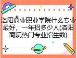洛阳商业职业学院什么专业最好，一年招多少人(洛阳商院热门专业招生数)