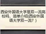 西安外国语大学是双一流高校吗，简单介绍(西安外国语大学双一流？)