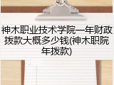 神木职业技术学院一年财政拨款大概多少钱(神木职院年拨款)
