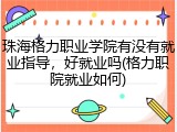 珠海格力职业学院有没有就业指导，好就业吗(格力职院就业如何)