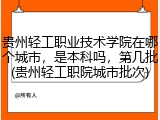 贵州轻工职业技术学院在哪个城市，是本科吗，第几批(贵州轻工职院城市批次)