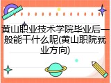 黄山职业技术学院毕业后一般能干什么呢(黄山职院就业方向)