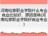 河南检察职业学院什么专业就业比较好，原因是啥(河南检察职业学院好就业专业)