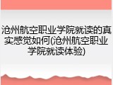 沧州航空职业学院就读的真实感觉如何(沧州航空职业学院就读体验)