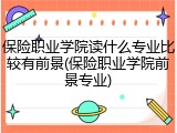 保险职业学院读什么专业比较有前景(保险职业学院前景专业)