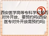 西安医学高等专科学校是否对外开放，要预约吗(西安医专对外开放需预约吗)