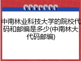 中南林业科技大学的院校代码和邮编是多少(中南林大代码邮编)