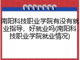 南阳科技职业学院有没有就业指导，好就业吗(南阳科技职业学院就业情况)