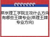 燕京理工学院主攻什么方向有哪些王牌专业(燕理王牌专业方向)
