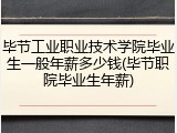 毕节工业职业技术学院毕业生一般年薪多少钱(毕节职院毕业生年薪)