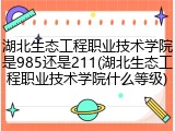 湖北生态工程职业技术学院是985还是211(湖北生态工程职业技术学院什么等级)