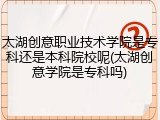 太湖创意职业技术学院是专科还是本科院校呢(太湖创意学院是专科吗)