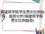 福建商学院学生男女比例如何，趋势分析(福建商学院男女比例趋势)