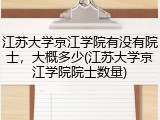 江苏大学京江学院有没有院士，大概多少(江苏大学京江学院院士数量)