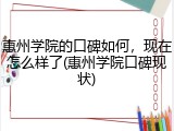 惠州学院的口碑如何，现在怎么样了(惠州学院口碑现状)
