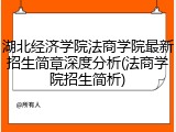 湖北经济学院法商学院最新招生简章深度分析(法商学院招生简析)