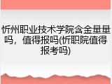 忻州职业技术学院含金量量吗，值得报吗(忻职院值得报考吗)