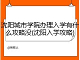 沈阳城市学院办理入学有什么攻略没(沈阳入学攻略)