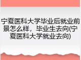 宁夏医科大学毕业后就业前景怎么样，毕业生去向(宁夏医科大学就业去向)